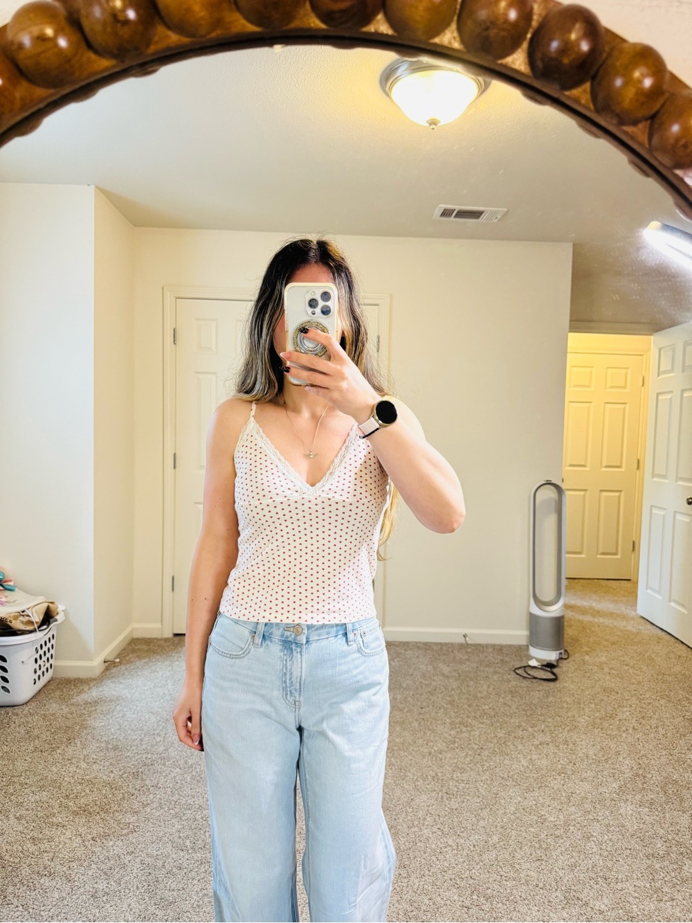 Brandy Melville Tiffany Heart Lace Cami White Red One Size Coquette